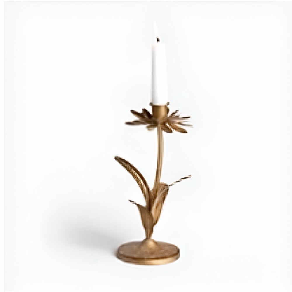 NWT Set of Kirklands Distressed Gold Metal Floral 9” Taper Candle Holders - Picture 6 of 6
